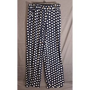 Michael Kors Polka Dot Flowy Drawstring Pants Women's Size Medium Blue White